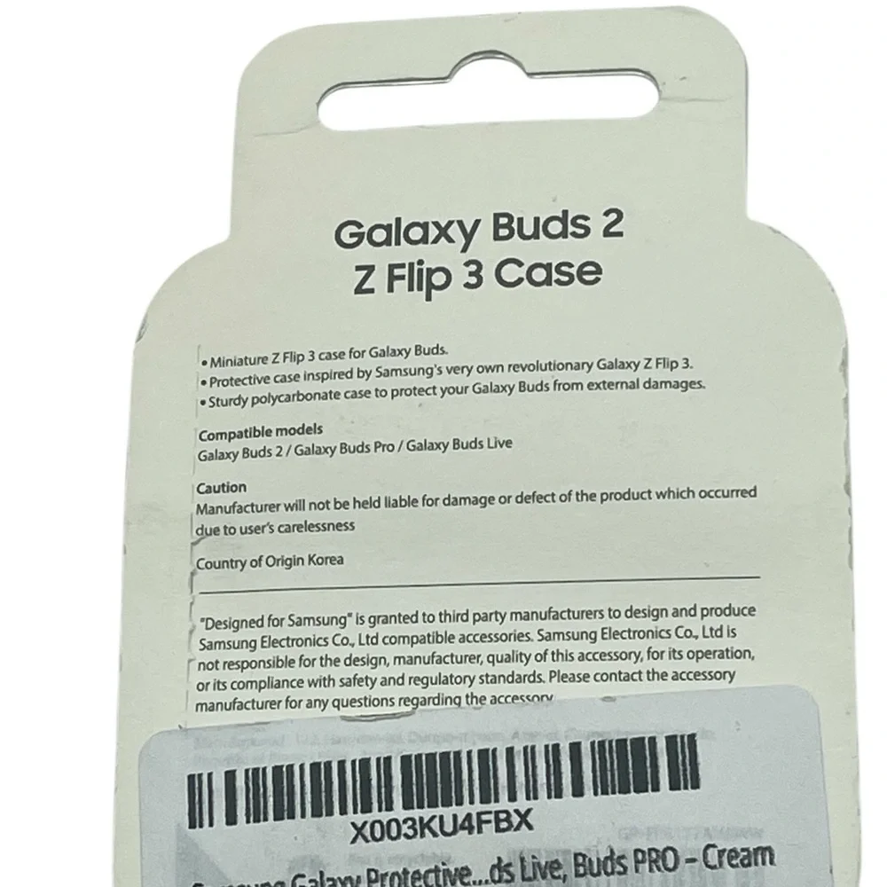 Samsung Z Flip 3 Cover Case for Galaxy Buds2 Buds Pro Live Cream New